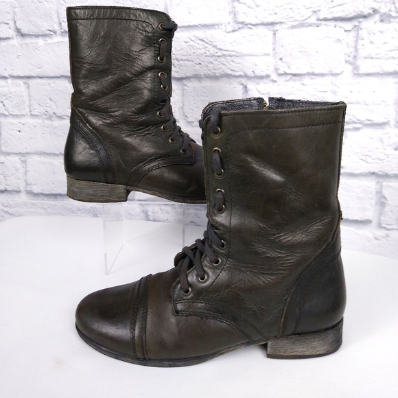 Steve Madden Shoes - Steve Madden Troopa Dark Brown Combat Boots 9